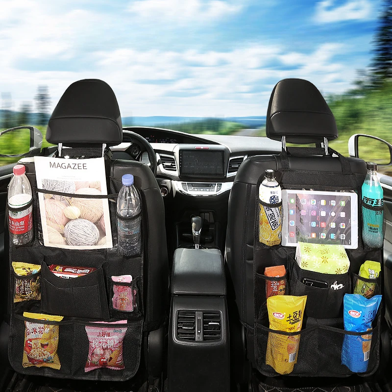 

New car seat back mesh upgrade car multifunctional placement tablet multi-port storage bag foldable large capacity storage bag