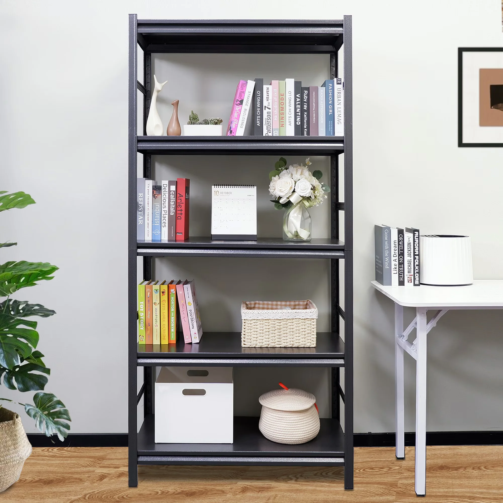 

Adjustable Heavy Duty Metal Shelving Unit - 5-Tier Storage Shelves, Versatile for Kitchen, Garage, Pantry, Steel Construction