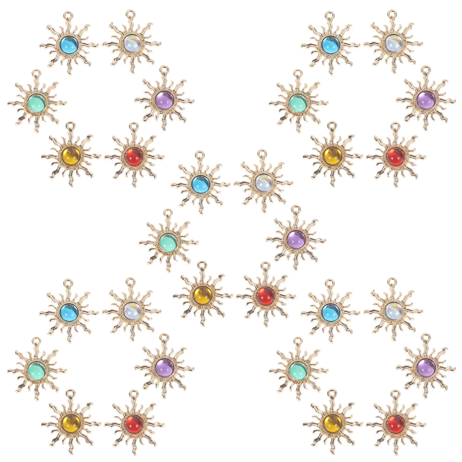 30Pcs Alloy Flower Pendants Zinc Alloy Gem Sunflower Charms DIY Jewelry Making Earrings Bracelets Necklace Accessories