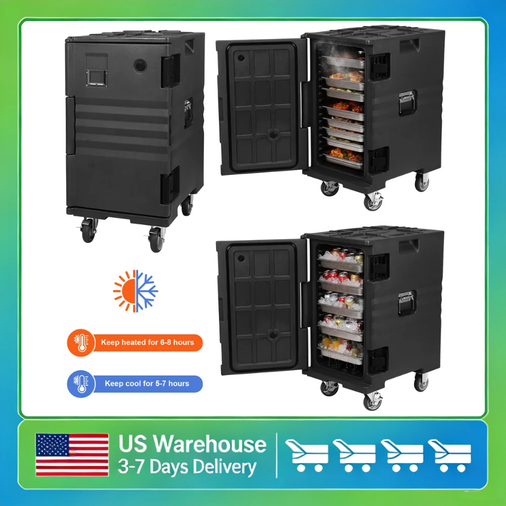 

118QT Front Loading Insulated Food Pan Carrier Cold Warm Keeping Transport Container with Wheels Handles for Catering Restaurant