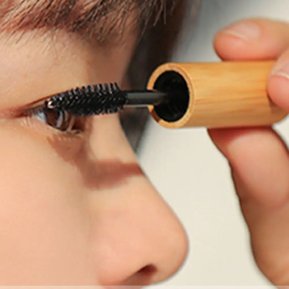 With Brush Mascara Container Bamboo Lid Vials Bottle Lip Gloss Tube Eyeliner Packing Refillable Bottle Eyelashes Tube Women