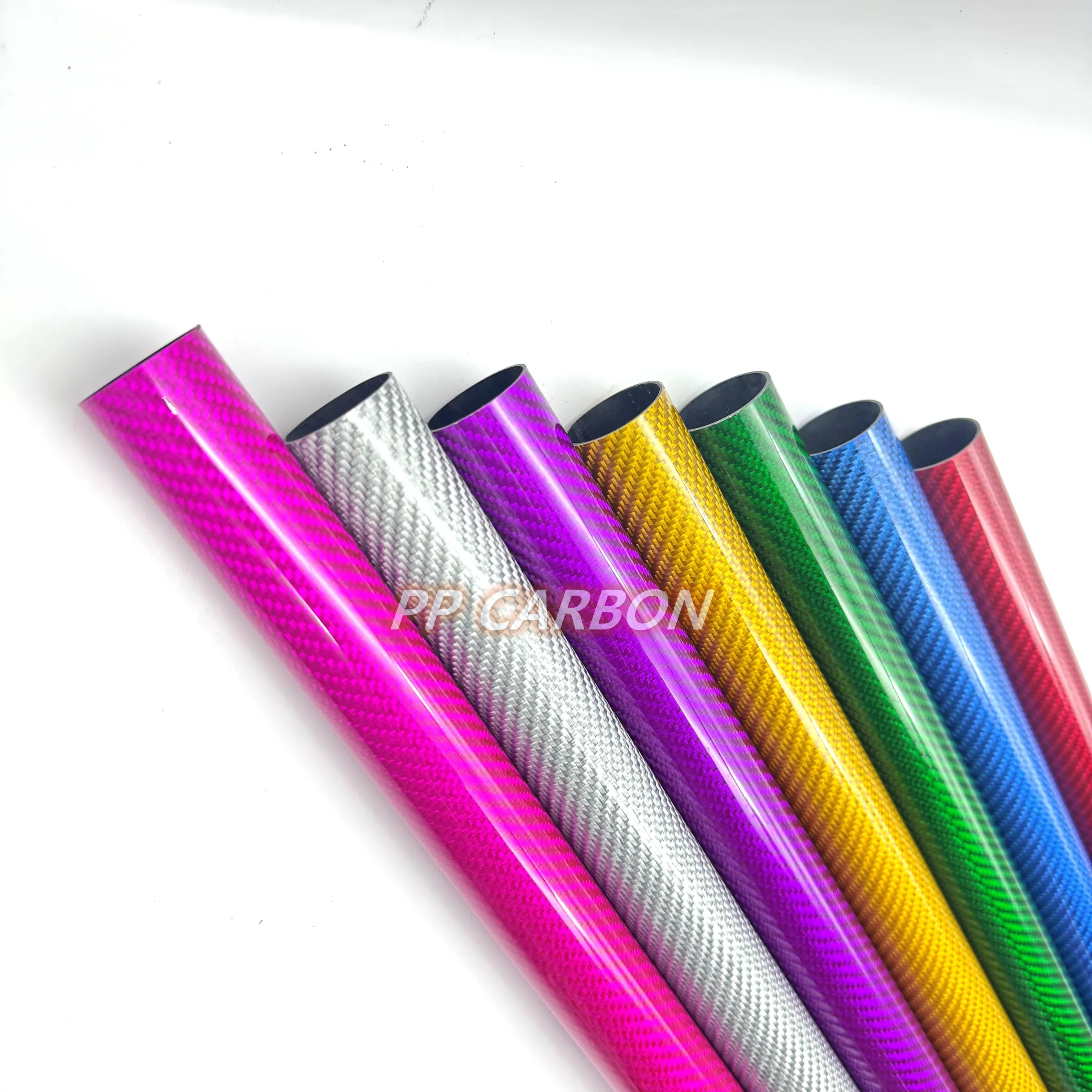 2Pcs Carbon Fiber Tube OD 6mm 8mm 10mm 12mm 16mm  3K High Composite Hardness Material Glossy Twill Weave Purple Pink Red Gold