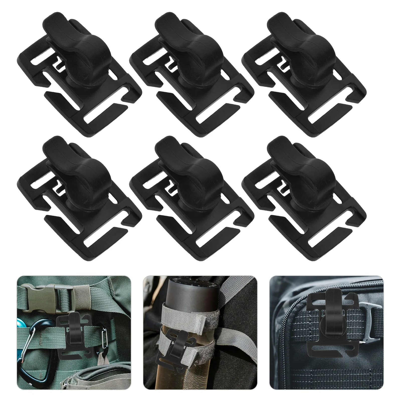 

6Pcs Black Hydration Tube Clip Rotatable Fixed Clamp for Backpack Water Bladder Hose Outdoor Camping Hiking Accessories