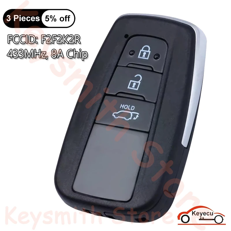 

KEYECU 3 Buttons 433MHz 8A Chip for Toyota Land Cruiser Auto Smart Remote Key Fob Board: 0010 F433 FCC ID: F2F2K2R