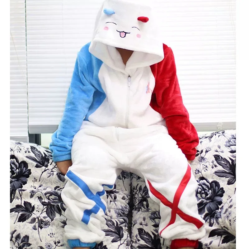 DARLING in the FRANXX Cosplay 02 Zero Two Strelizia CODE 002 Onesies Cosplay Costume Men Women Jumpsuit Home Sleepwear Pajamas