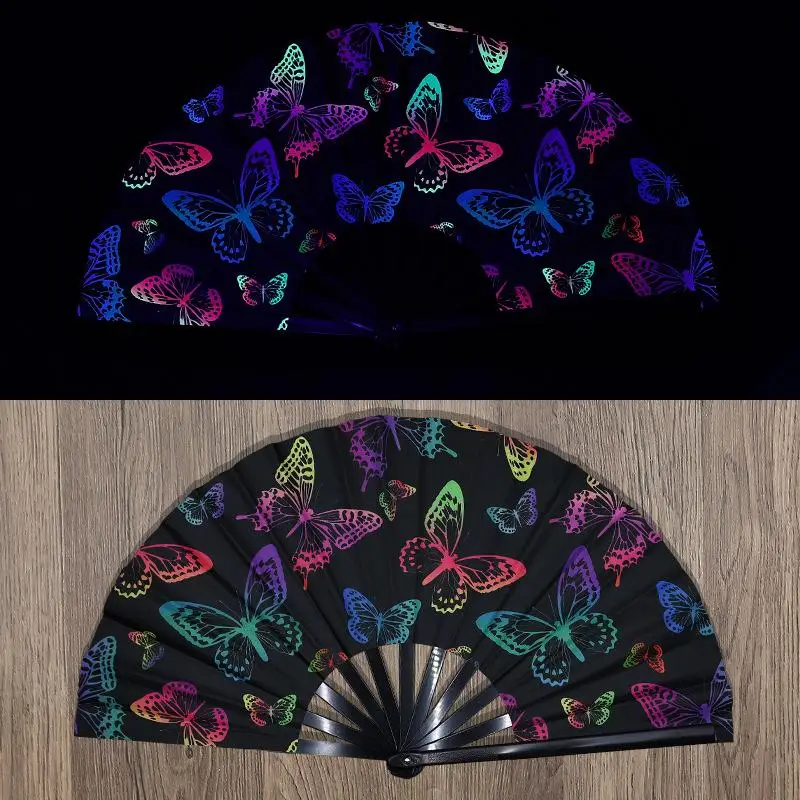 Éventail Fluorescent d'impression d'encre UV de ventilateur de Kung Fu ventilateur pliant d'os de bambou pour la fête de danse de Festival