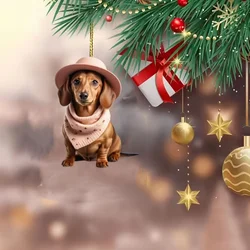 2D Cute Dachshund Keychain Charm Puppy Acrylic Pendant Versatile For Car Mirrors,Backpacks,Home,Festive Party,Gift Decor
