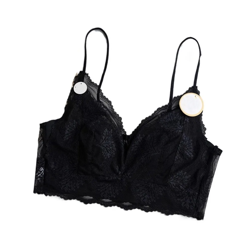

Fashion Mesh Wireless Deep V Bra Shockproof Anti-sagging Lace Bra for Women Lingerie Adjustable Push Up Underwear Girls