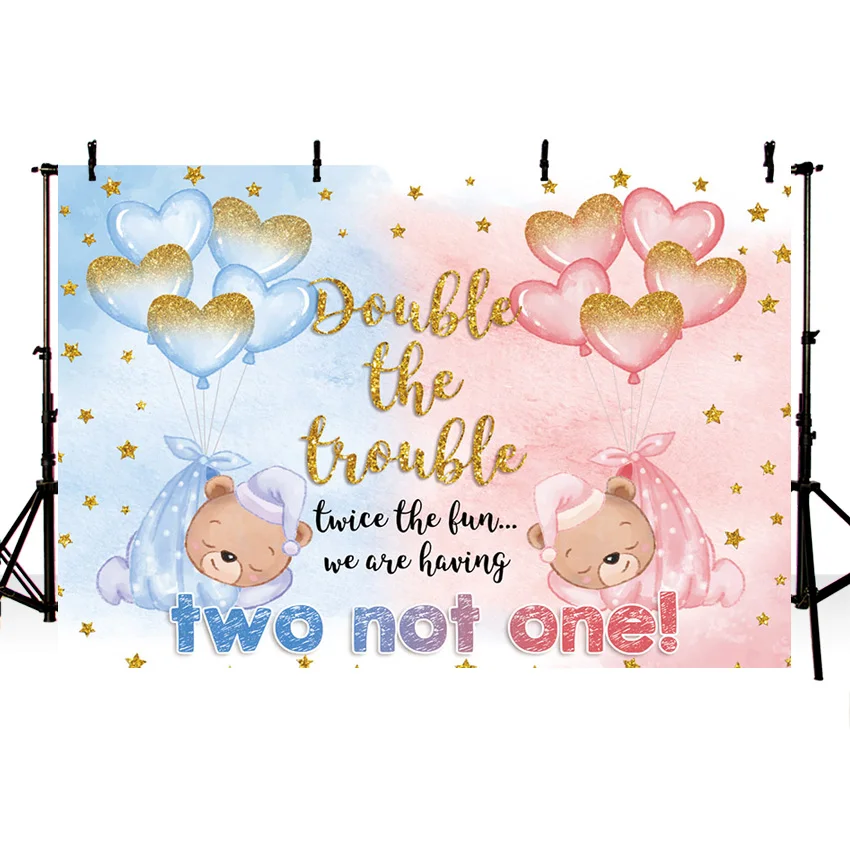 Mehofond ทารกแรกเกิดเพศเปิดเผยพื้นหลัง Twin ทารกหรือเด็กหญิงวันเกิดสีฟ้าสีชมพูการถ่ายภาพฉากหลัง Photo Studio
