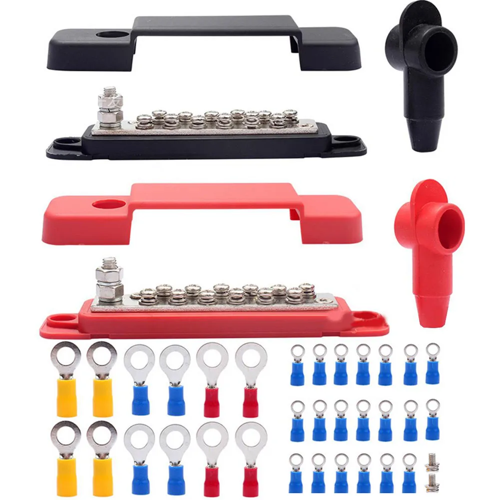 

For Car Applications Battery Distribution Block Busbar Terminal Block Marine 19*5*5.5cm ABS Housing Brass Terminals