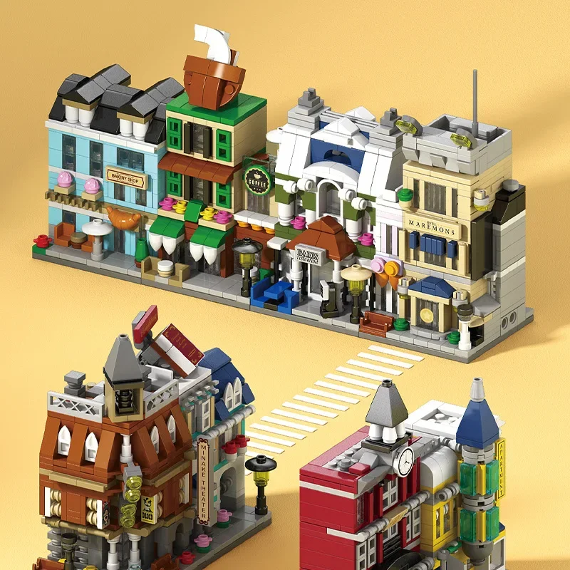 Ville européenne vue sur la rue boutique d'architecture européenne scène de Shopping Puzzle assemblé blocs de construction jouets cadeaux pour enfants