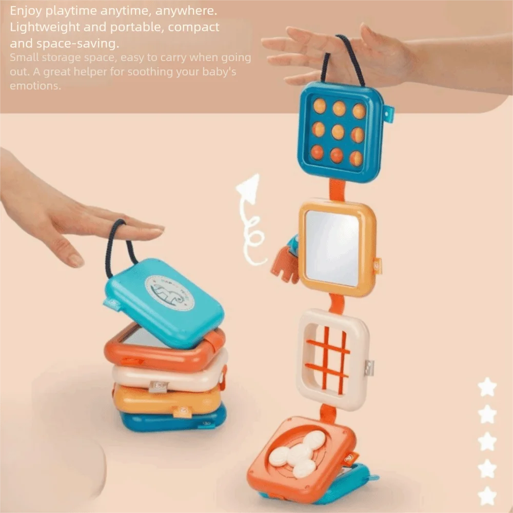 Folding Busy Cube Toy Puzzle with Mirror Multifunctional Stacking Toy Montessori Polyhedral Sensory Board Children Girls Boys