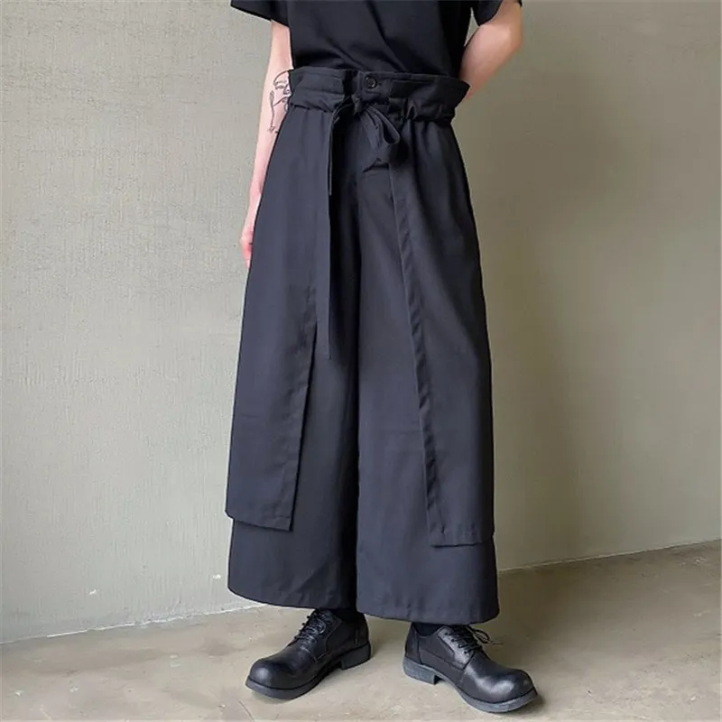 

Мужские свободные брюки прямого кроя с широкими штанинами, двухслойные, для работы, укороченные, весна-лето, серия K