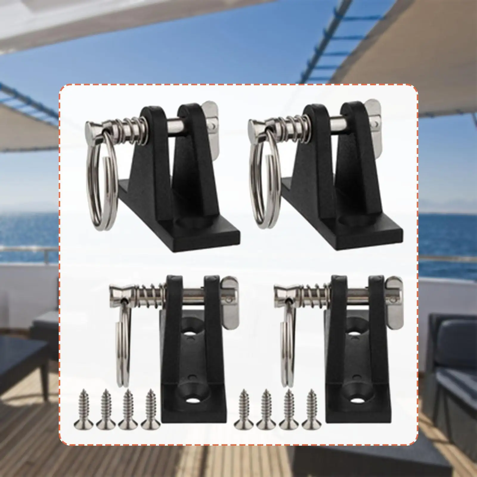 

High Strength Nylon Bimini Top Deck Hinge Pin and Ring Black Awning Accessories Marine Grade Mount for Fishing Boat Canopy