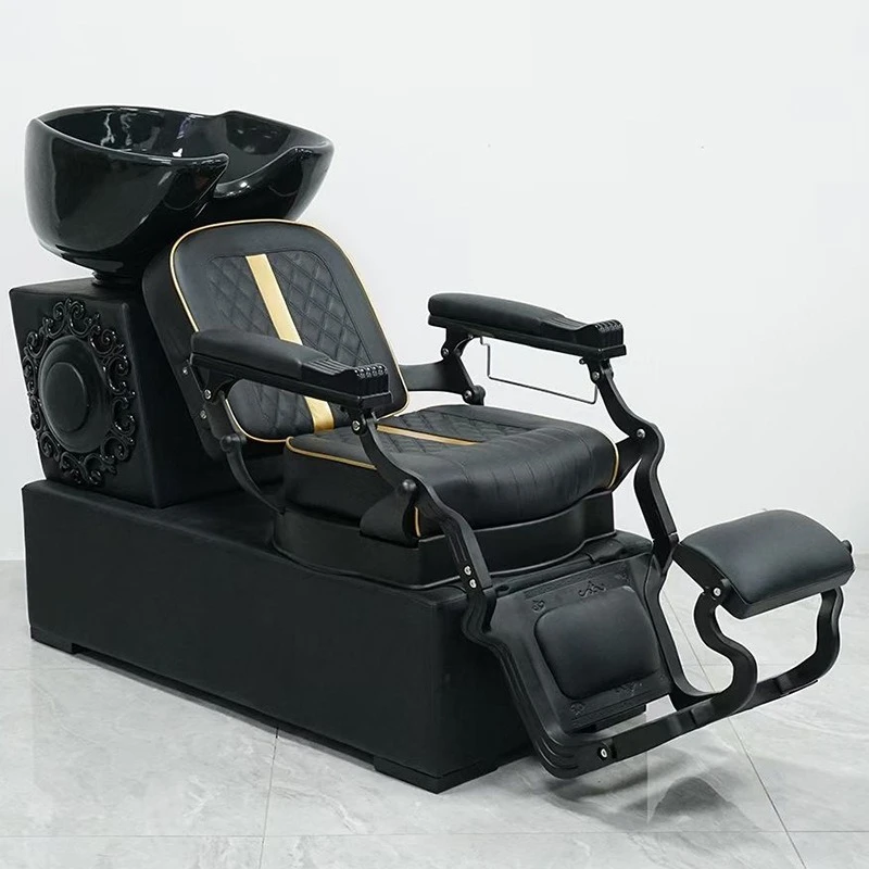 Barber shop hair salon special seat shampoo bed sitting semi-lying flush bed light luxury fashion shampoo bed shampoo chair