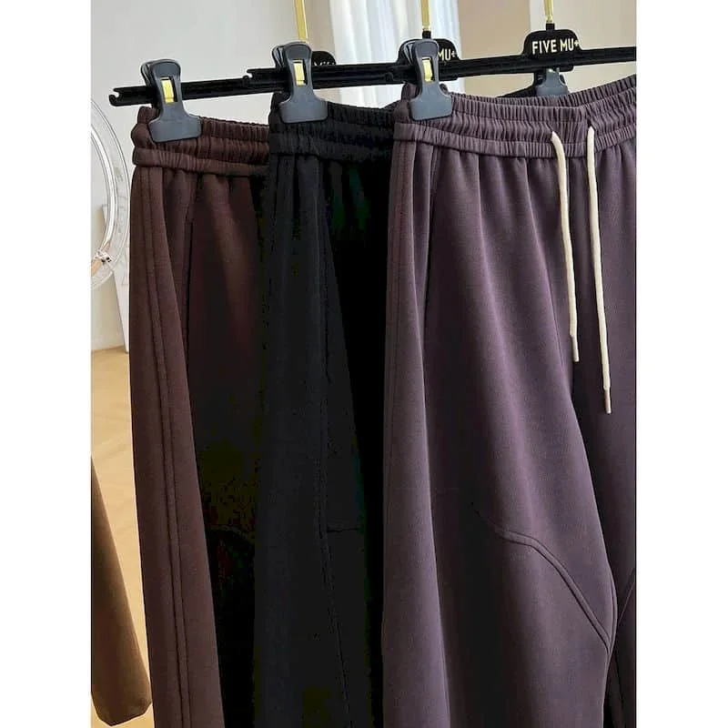 Solid Lantern Pants Women Vintage Trousers Korean Style Casual Vintage Elastic Waist Drawstring Loose Streetwear Women Clothing
