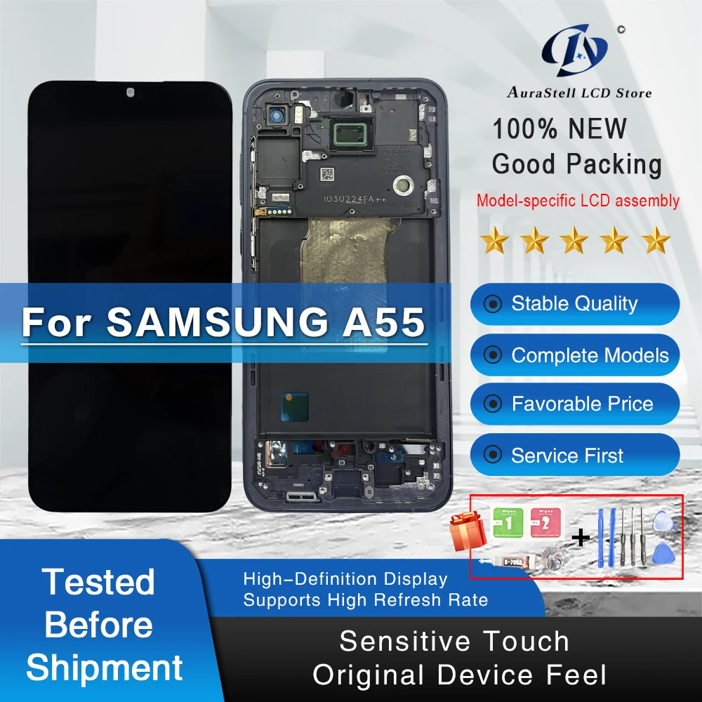 samsung-galaxy-a55-5g-lcdディスプレイ-タッチスクリーンデジタイザーアセンブリ-a55-a5560-a556b-a556v-a556e-lcd-携帯電話修理部品