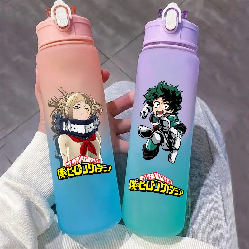 My Hero Academia Gradient Color Cartoon Plastic Straw Cup Portable Outdoor Sports 750ml Large Capacity Childrens Drinking Cup Gi