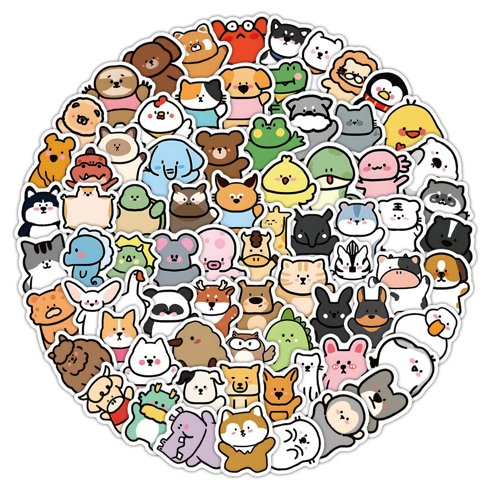 100 Pcs Hand-Drawn Cute Animal Graffiti Stickers - Waterproof Decals for Journals & Phone Cases RecordingYourLife Store