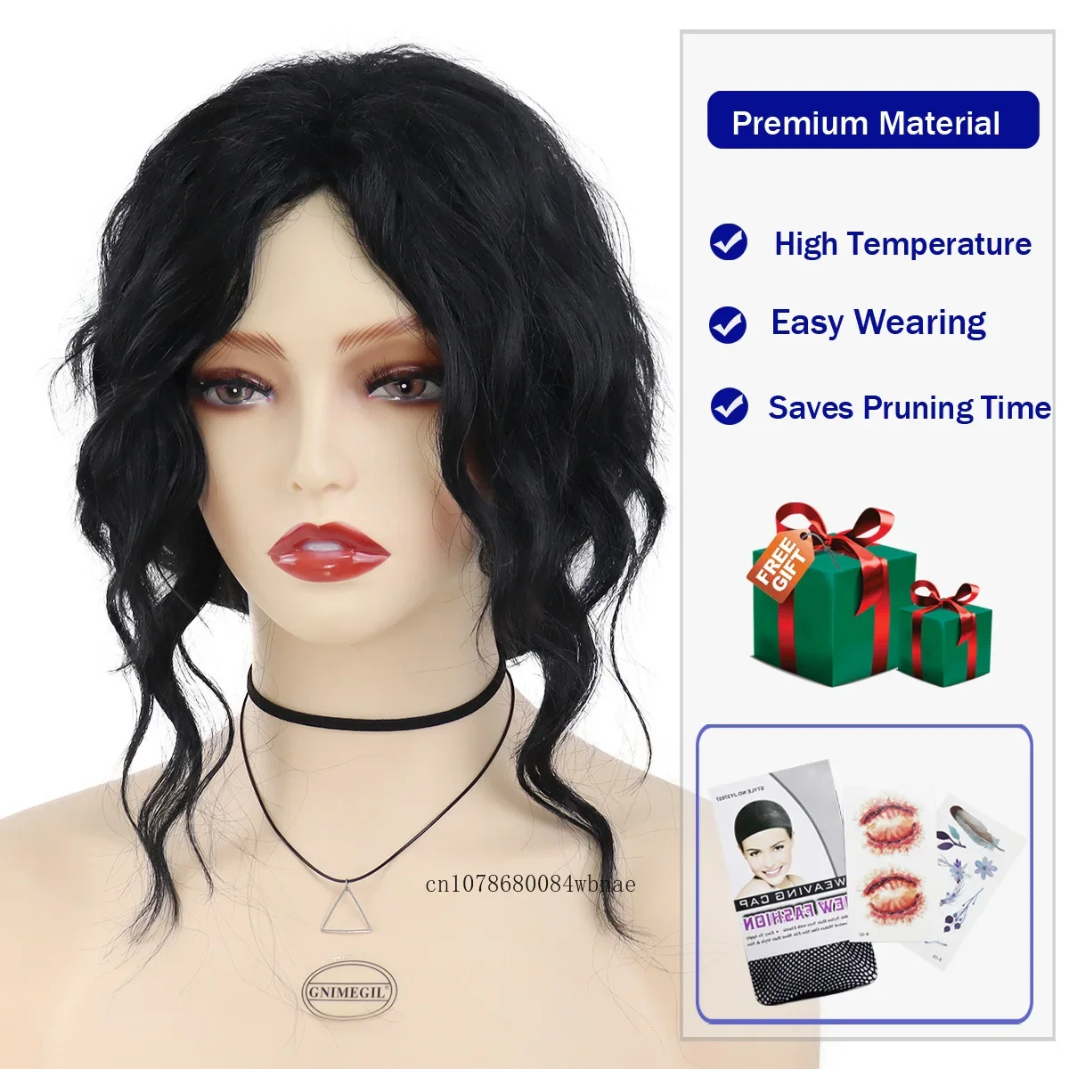 Synthetic 25 Inch Middle part Long Water Wavy Wig for Women Fluffy Black Curly Wigs Daily Use Costume Party Heat Resistant Fiber