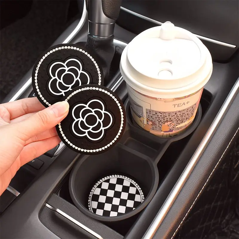 

Car Interior High-end Fashion Camellia Silicone Storage Water Coaster Car Anti-wear Pad Decorative Supplies Universal