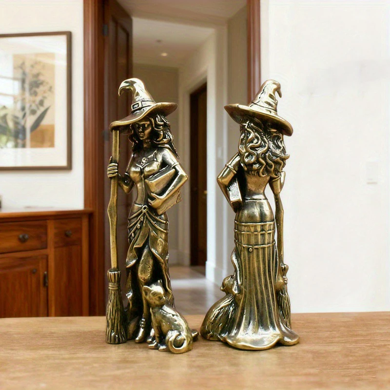 Creative Broomstick "Moon Witch" Figurine Is Suitable For Home Decoration On The Living Room Table It Is A Witch Statue Figurine
