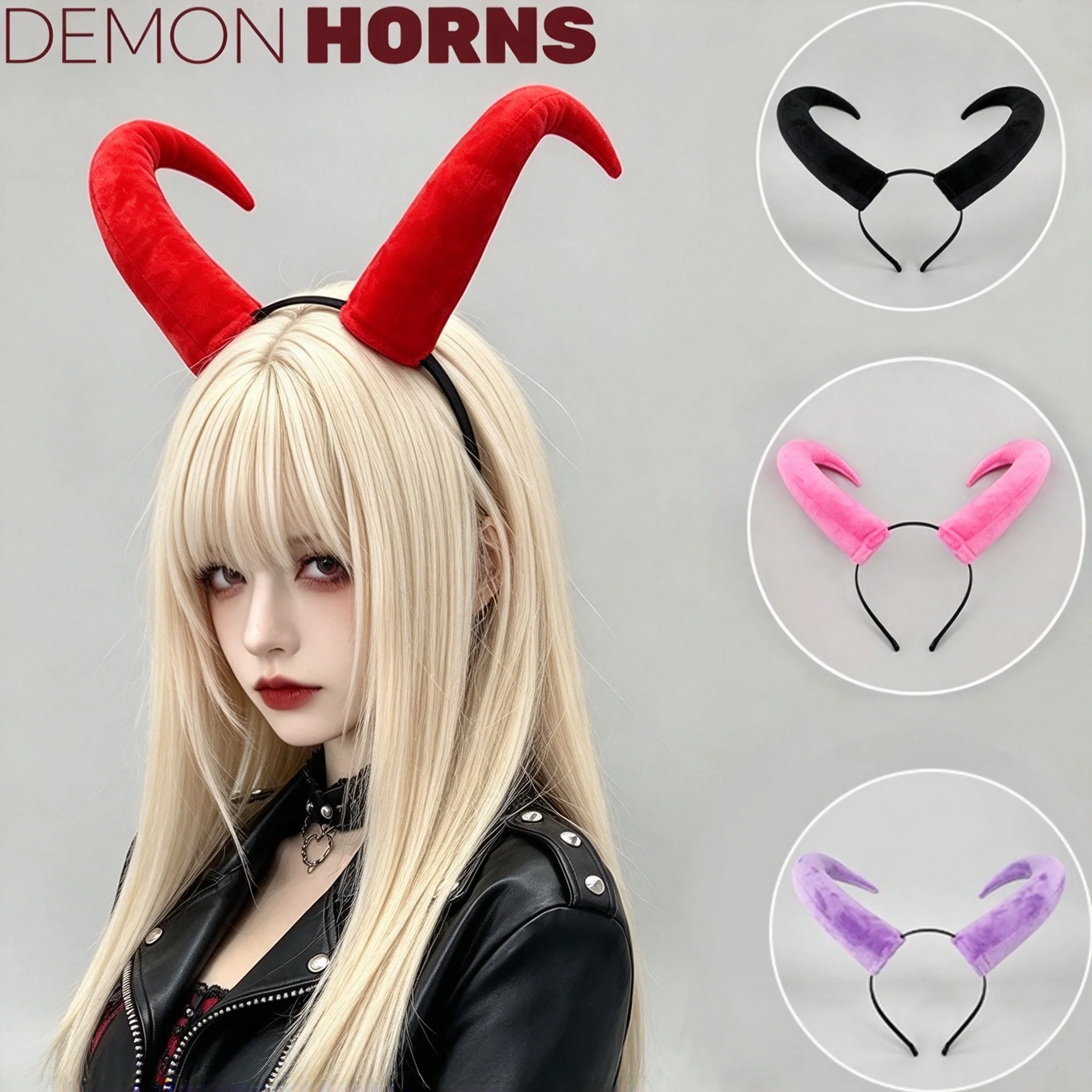 4 Types Halloween Demon Vampire Headband JK Gothic Plush Cat Headpiece Universal Night Party Demon Horns Anime Cosplay Props