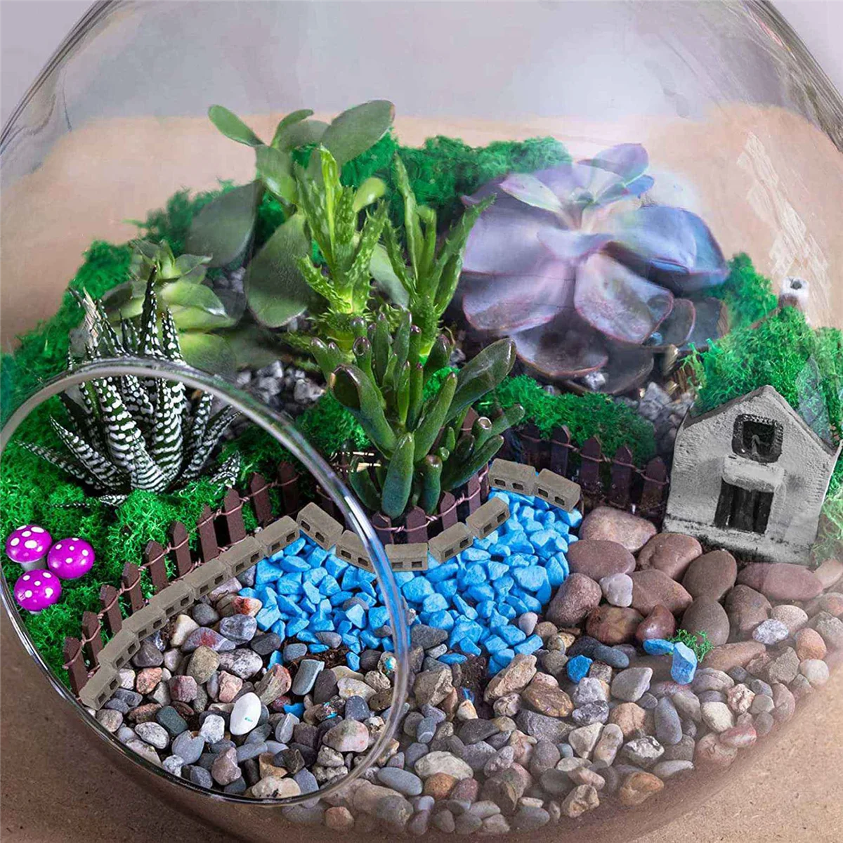 A44U 360-Packungen Zuschlerblöcke, Mini-Steine im Maßstab 1:12, Beton-Miniatursteine, winziges Landschaftsbau-Zubehör