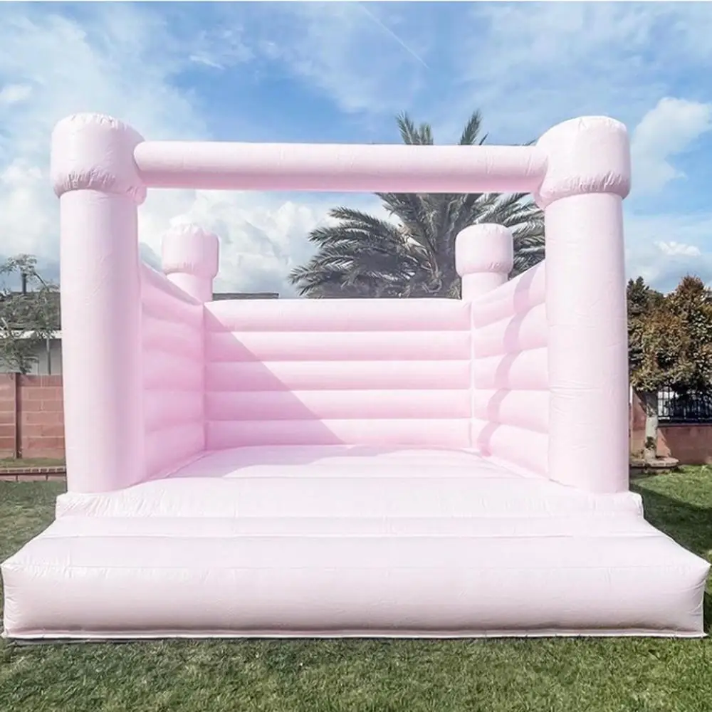 

Macaron Color Bounce House Wedding Inflatable White Bouncy Castle Colorful Full PVC Jumper Houses Bouncer Combo with Blower