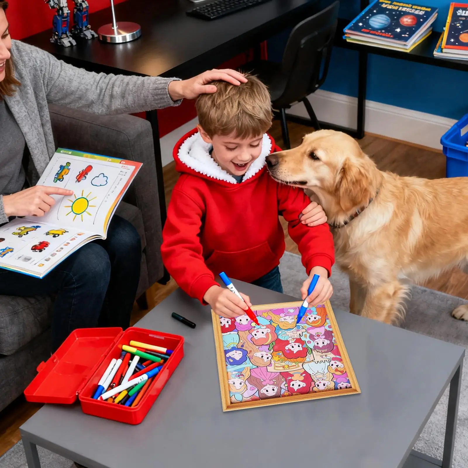 Puzzle Cornice per foto Giocattoli educativi da colorare in legno Puzzle di cartoni animati verniciabili per bambini Ragazzi Ragazze Camera da letto da viaggio a casa