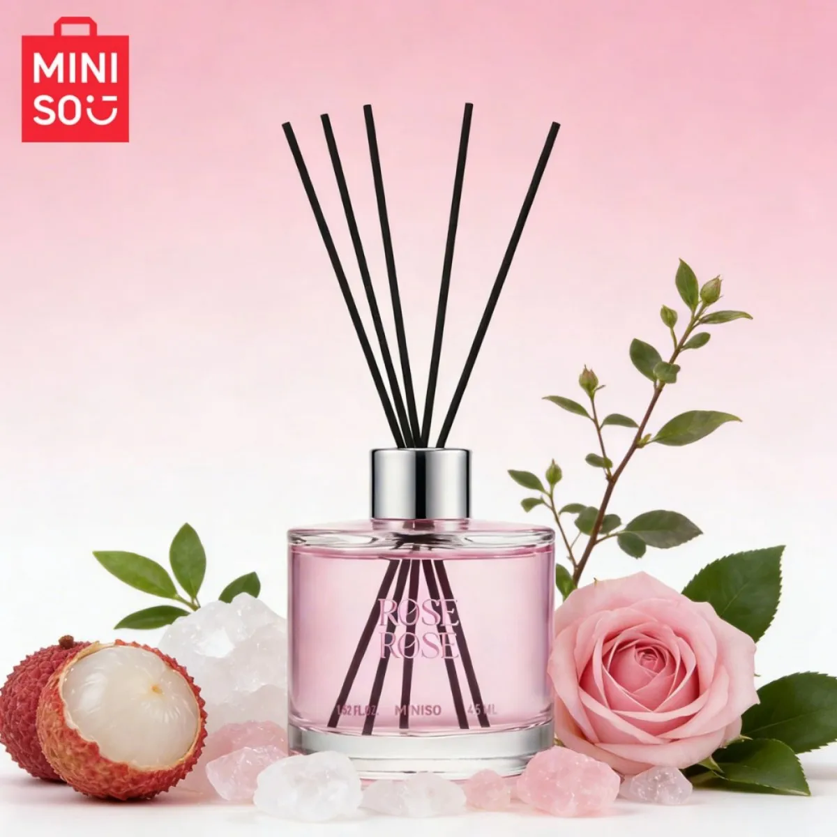 

MINISO Flower Fragrance Series No Fire Aroma Orchid Jasmine Oil with Reed Diffuser Home Air Freshener Decoration