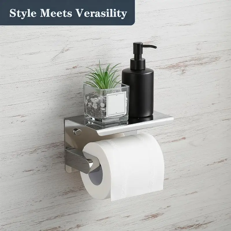 Durable SUS 201/304 Stainless Steel Bathroom and Kitchen Roll Holder Anti-Rust Construction
