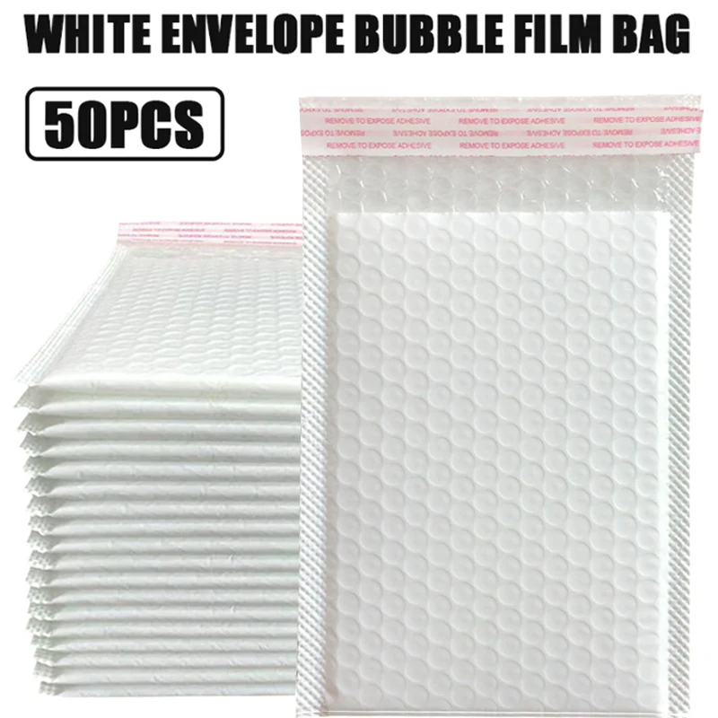 ถุงซองฟิล์มบับเบิ้ลสีขาว50ชิ้นถุงกันน้ำส่งเมลซีลด้วยตนเองจัดส่งกระเป๋าใส่ของบับเบิล15x20cm กระเป๋า