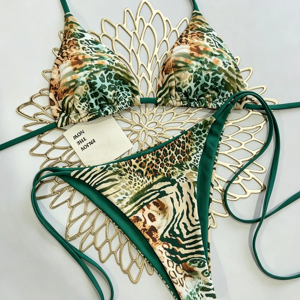2026 Neuer Leoparden-Print Doppelseitiger Sexy Bikini-Set Damen Zweiteiliger Badeanzug Sommer Strand Bademode