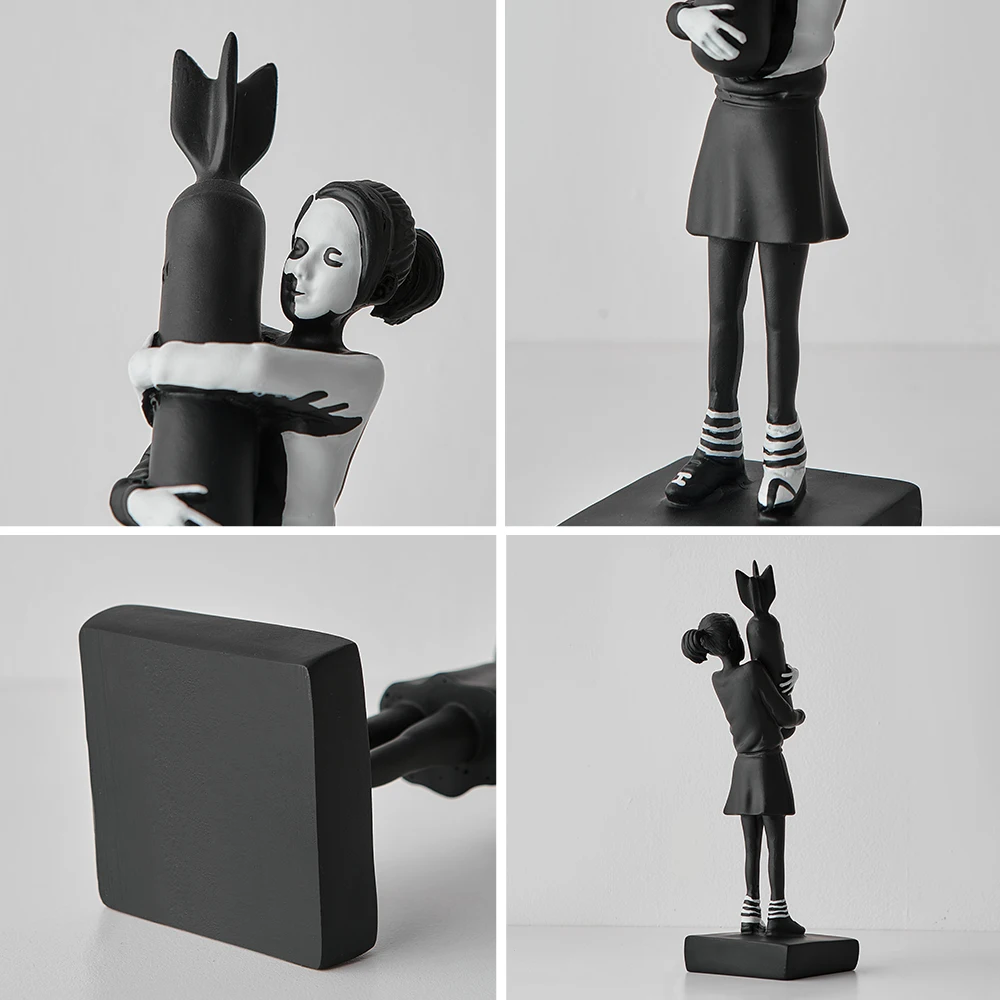 Banksy Hugging Bomb Girl Decor Statue Hugged PeaceArt Resin Artifact Sculptur Ornament Home Decoration Accessorie