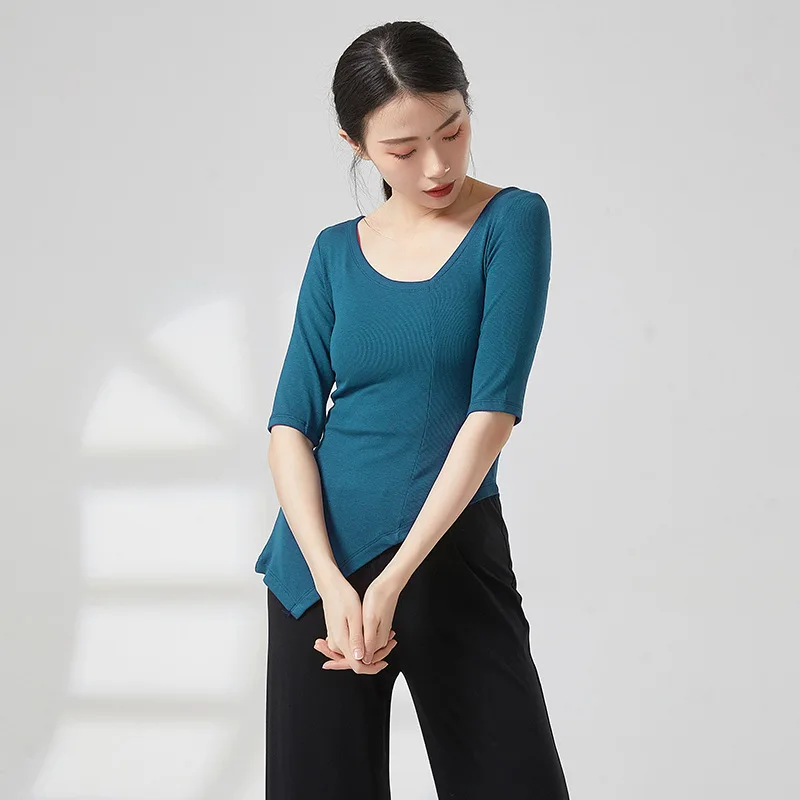 Classical dance tops, dance students' daily wear, modern dance body training suits, middle sleeves