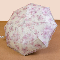 Fully Automatic Embroidered Sequined Lace Printed Double-layer Umbrella All-weather Sun Umbrella Sunshade Umbrella Pink Princess