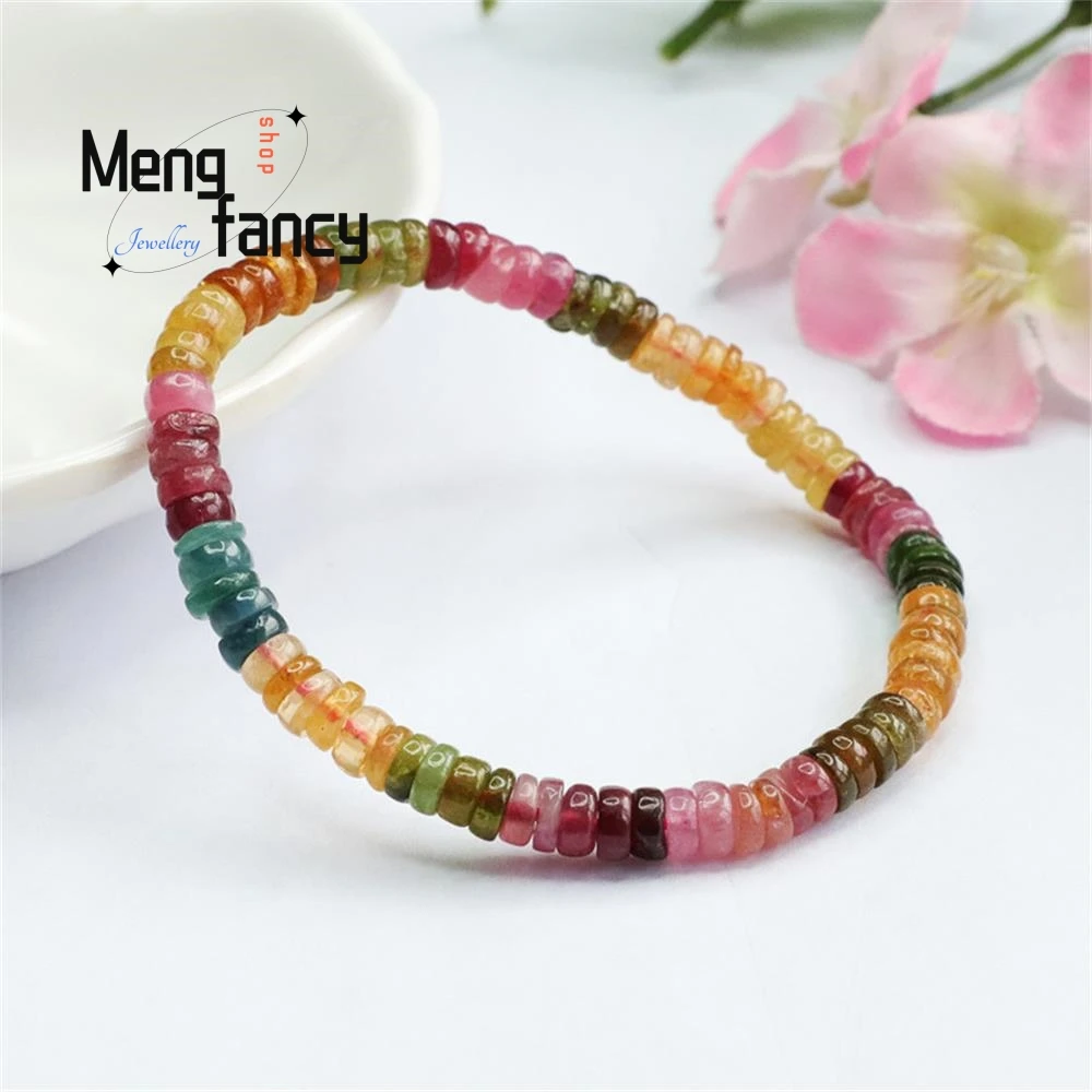 Natural Tourmaline Exquisite Elegant Simple High-grade Bracelet Rainbow Crystal Sexy Young Girls Popular Charm Fashion Jewellery