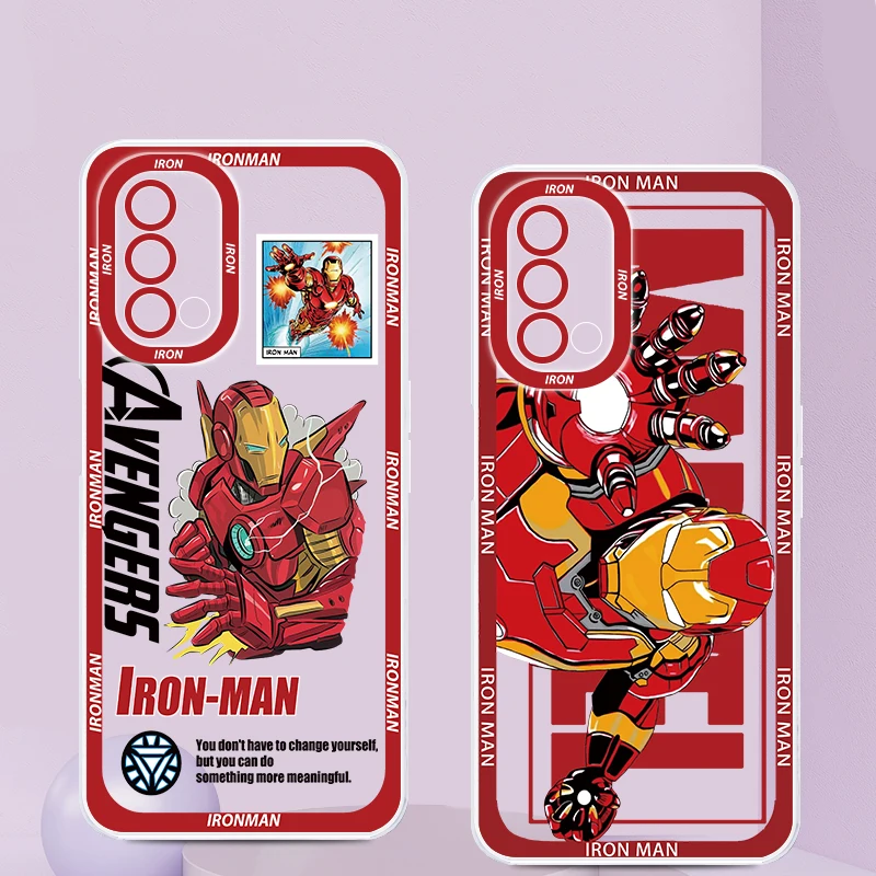 Marvel Hero Ironman Cool Angel Eyes For Oppo A98 A78 A94 A76 A74 A73 A54 A53 2020 Reno 8 7 6 5 5G Transparent Phone Case