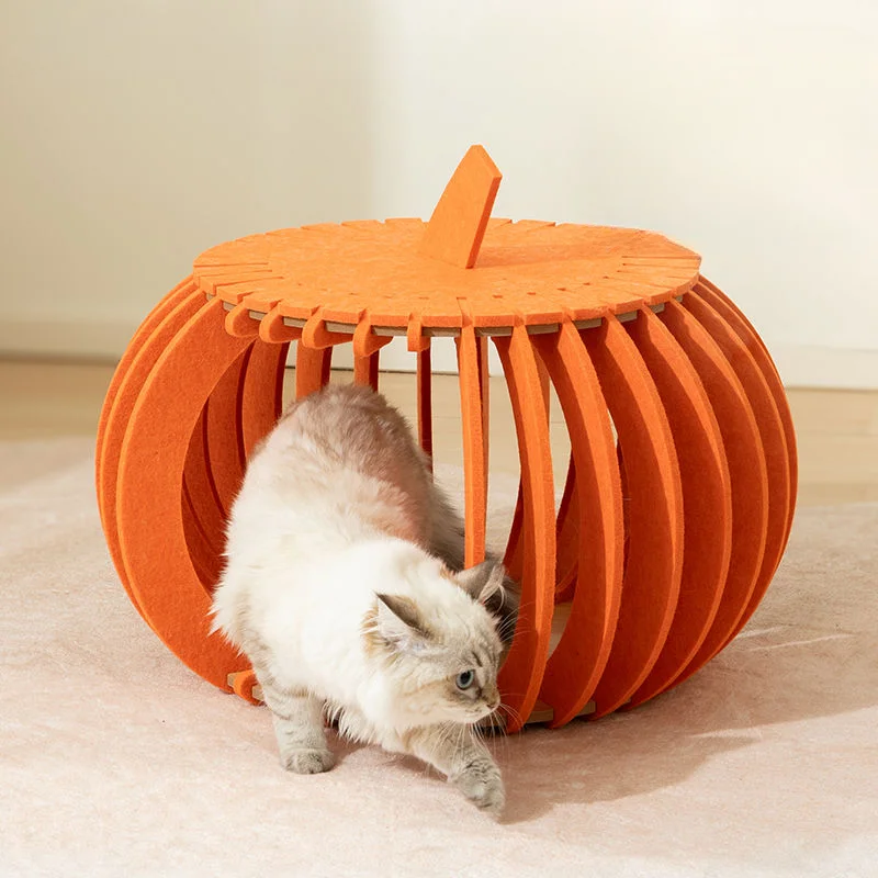 

Pumpkin House Felt Cat Nest Fresh and Breathable Cat Bed Semi-enclosed Summer Pet Nest Practical Pet Furniture cat bed