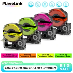 PLAVETINK 엡손 킹 짐 라벨 메이커용 형광 테이프, 엡손 SS12KW SK12P SK12D SK12Y SK12G 테이프, 12mm 라벨 테이프