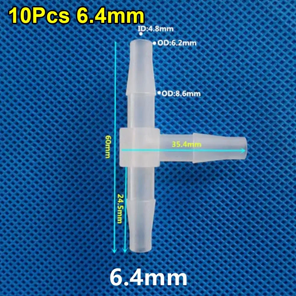 

10 шт. 1,6-15,8 мм Т-образный тройник, пластиковый полипропилен, полиэтиленовый 3-ходовой разъем, мягкие шланговые фитинги равного диаметра