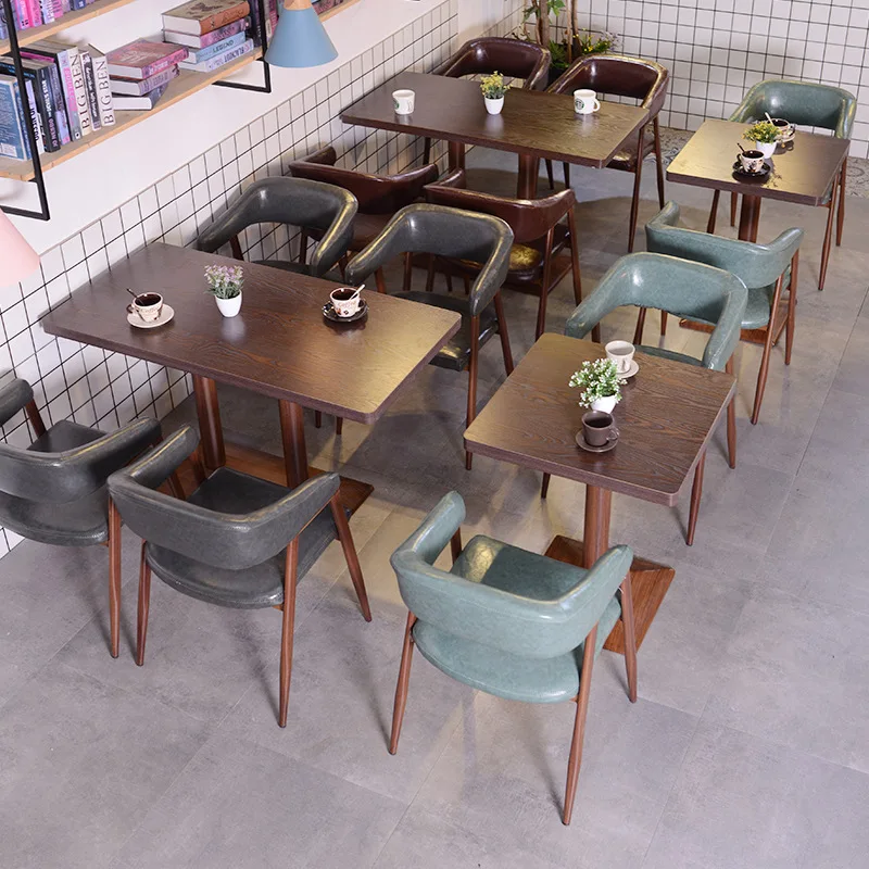 Direct Sale Retro Western Restaurant Cafe Table Chair Combination for Fast Food Milk Tea Dessert Shop for Catering Burger Shop