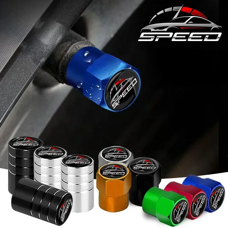 

4Pcs Metal Car Wheel Tire Valve Caps Tyre Rim Stem Covers Car Dustproof Tire Cap Badge Decoration Accessories For SPEED