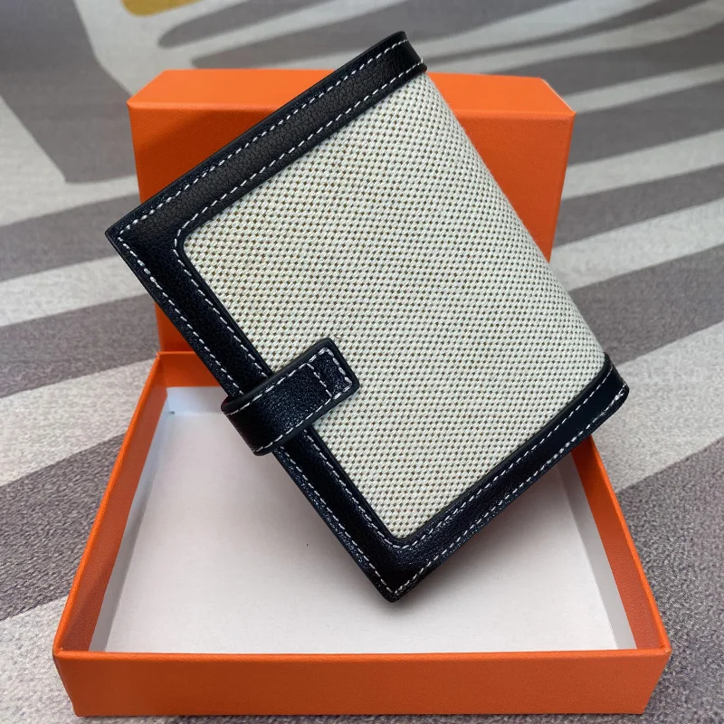 Luxury carbon fiber cardholder wallet women's leather folding ultra-thin standard wallet small purse women's wallet