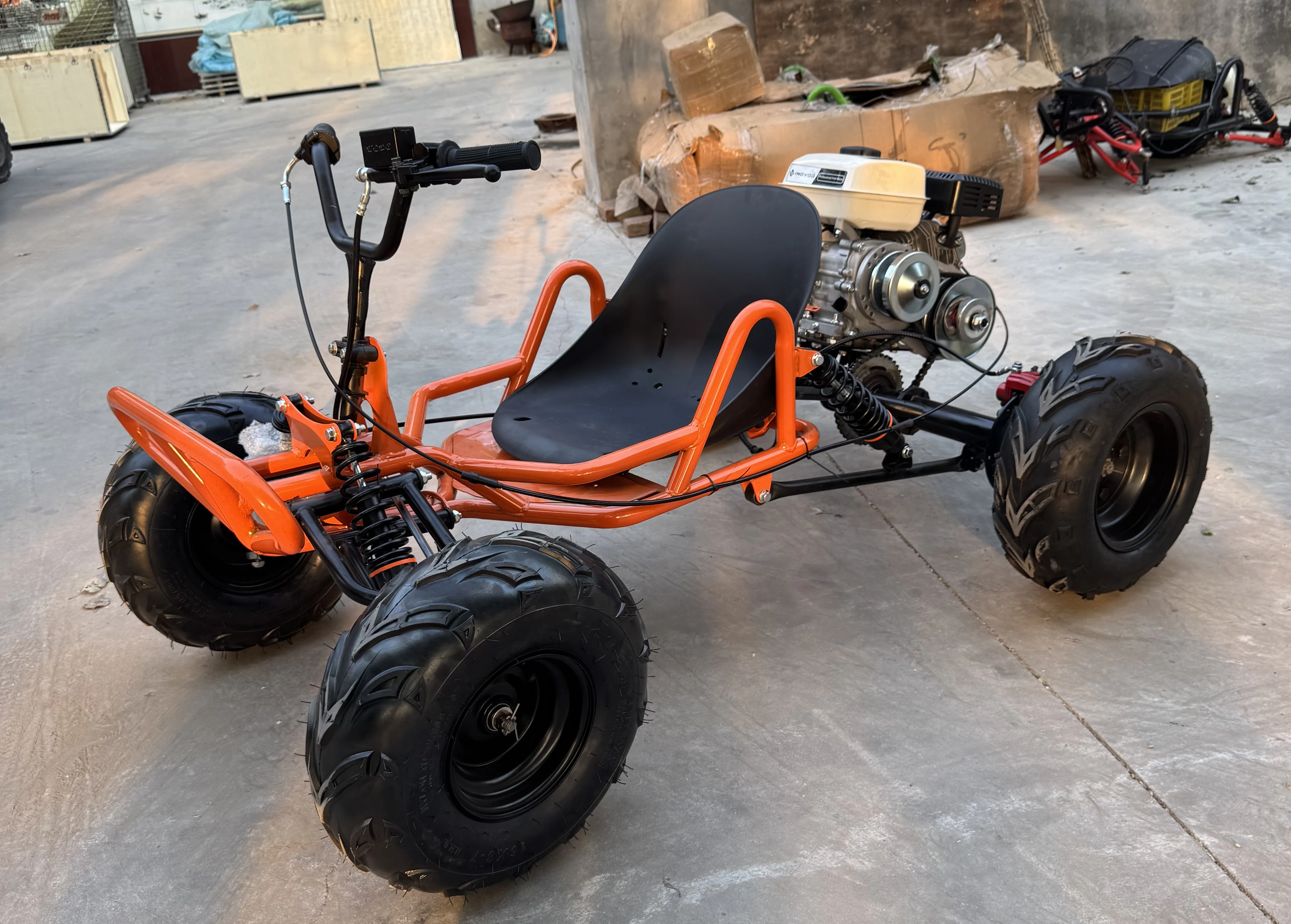 Outdoor Gas 212cc 4-Stroke Chain 60km/h 8-inch Wheel Kart 250kg Load Capacity Hydraulic Disc Brakes Pull Start All-Terrain Kart