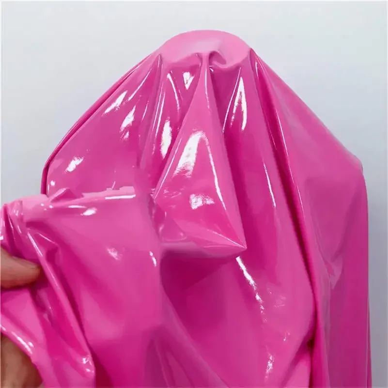 Shiny Glossy Soft Vinyl Patent Leather Fabric Elastic PVC Fabric Material for Dress Upholstery 145CM Wide Sold By Meter