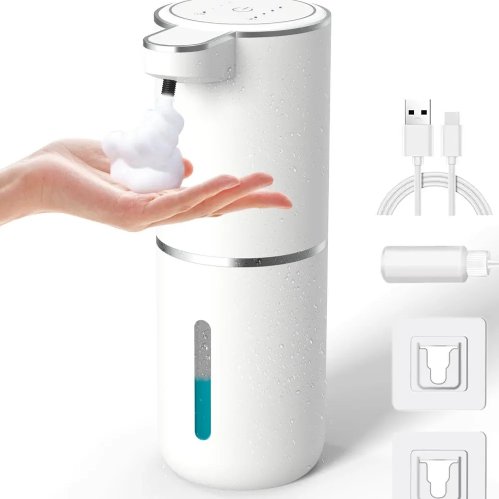 Automatic Touchless Foaming Soap Dispenser 380ml 4 Level Adjustable USB Rechargeable Electric Wall Mounted for Bathroom Kitchen