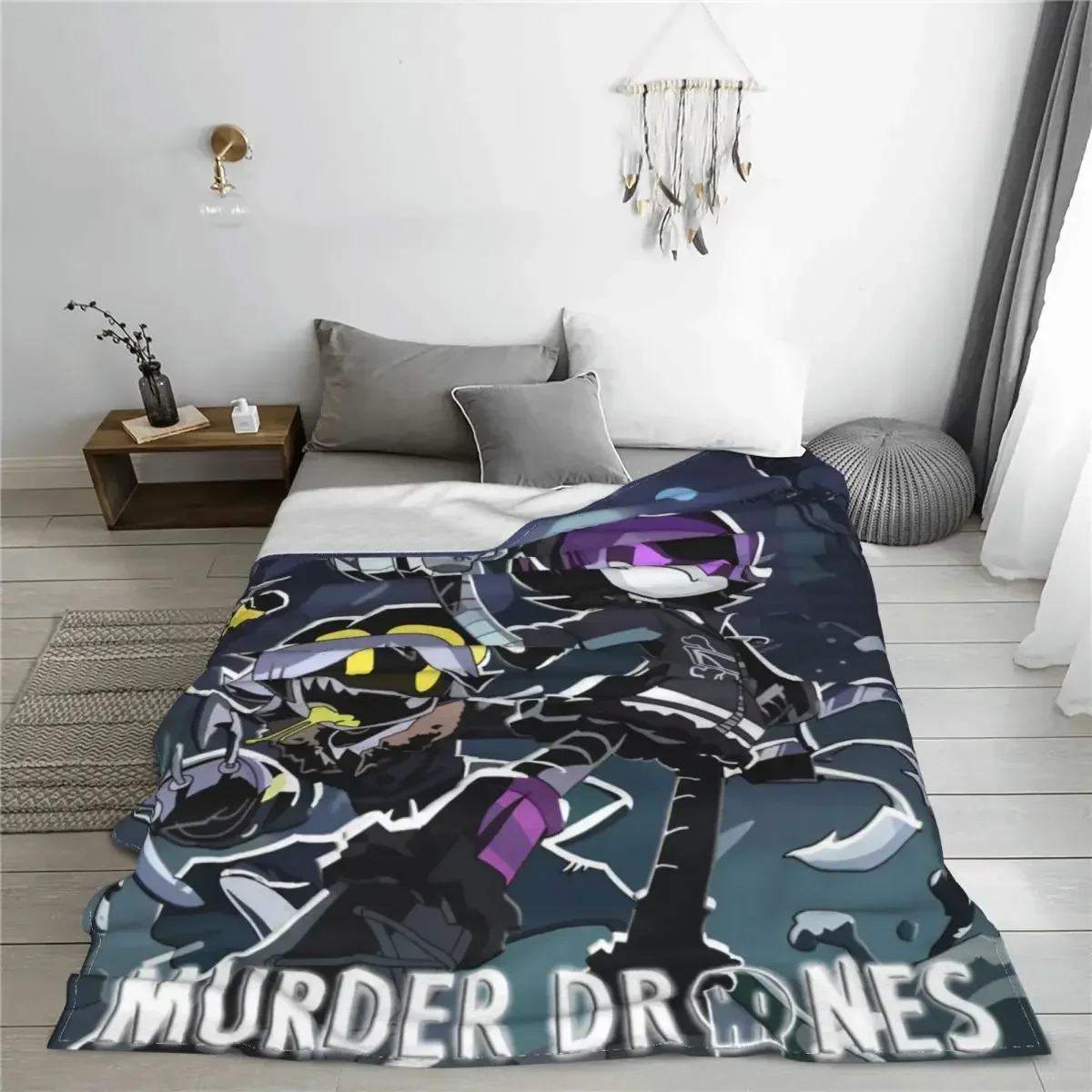 Murder Drones Anime Fleece Throw Blanket N and Uzi Blankets for Home Bedroom Soft Bedding Throws