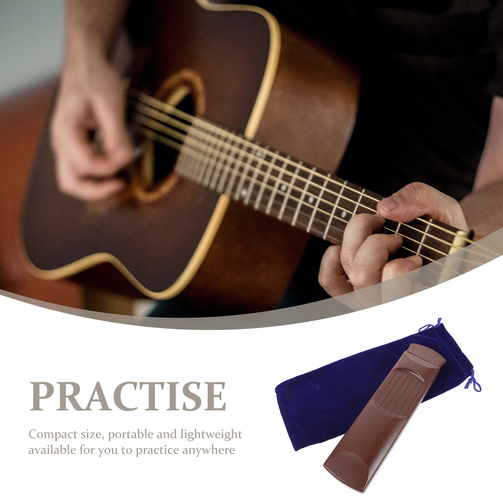 

Pocket Piano Finger Board Acoustic Guitar Portable 4 Fret 6 Chord Trainer Wooden